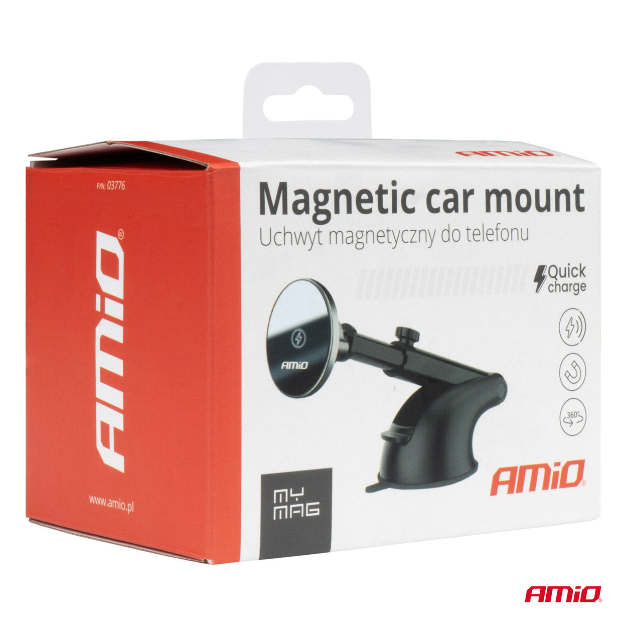 Imukuppikiinnitteinen puhelinteline langattomalla laturilla 15W AMIO-03776