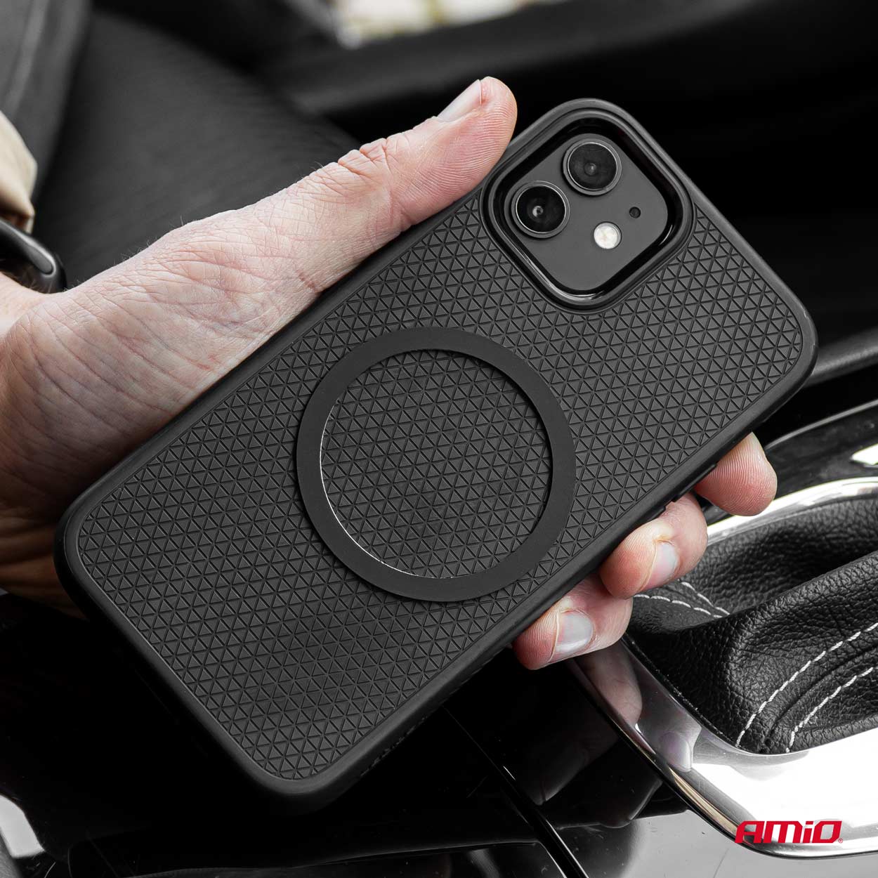 Imukuppikiinnitteinen puhelinteline langattomalla laturilla 15W AMIO-03776