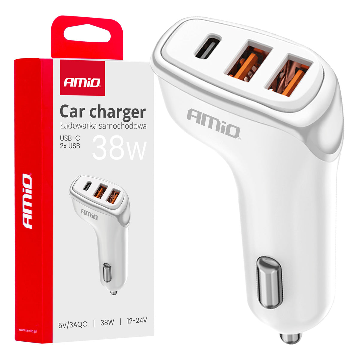 Autolaturi 2x USB-A + USB-C 38 W 12/24 V