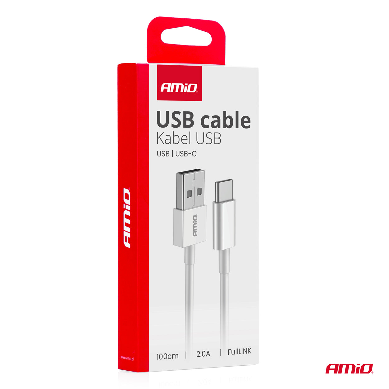 Cafule USB–USB-C -kaapeli 2A 100cm FullLINK AMIO-03893