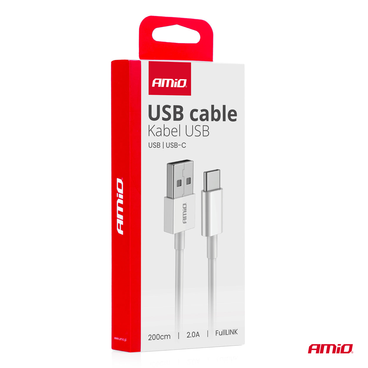 Cafule USB-A – USB-C -kaapeli 2A 200cm FullLINK AMIO-03894