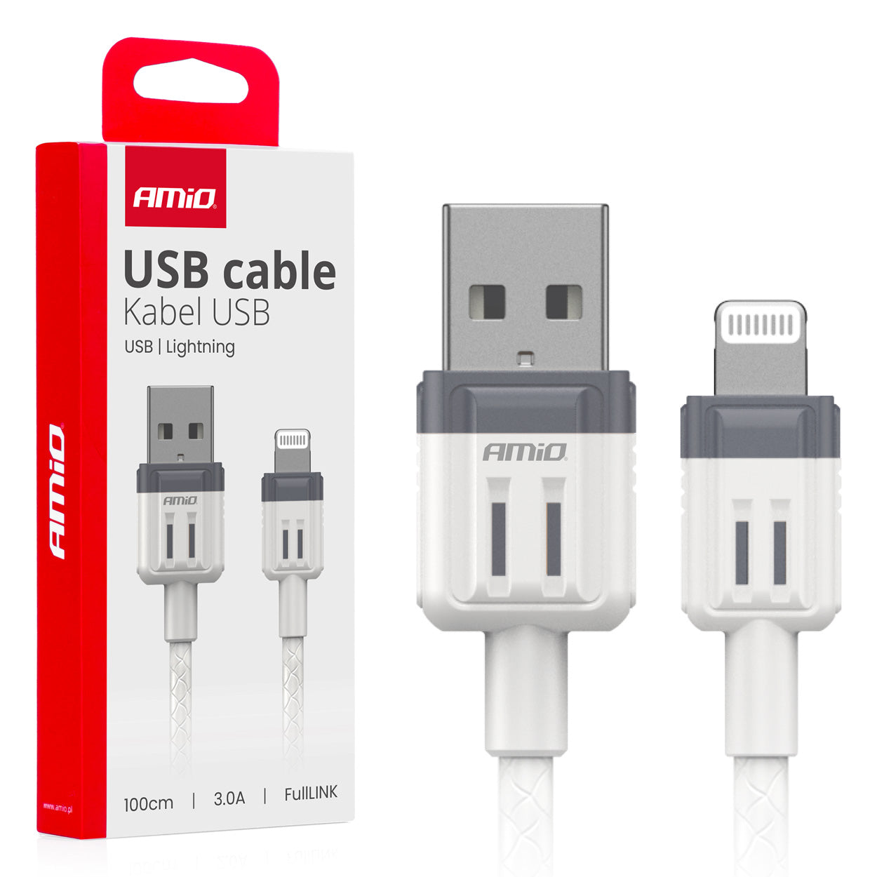 Cafule USB Lightning -kaapeli 3A 100cm FullLINK AMIO-03907