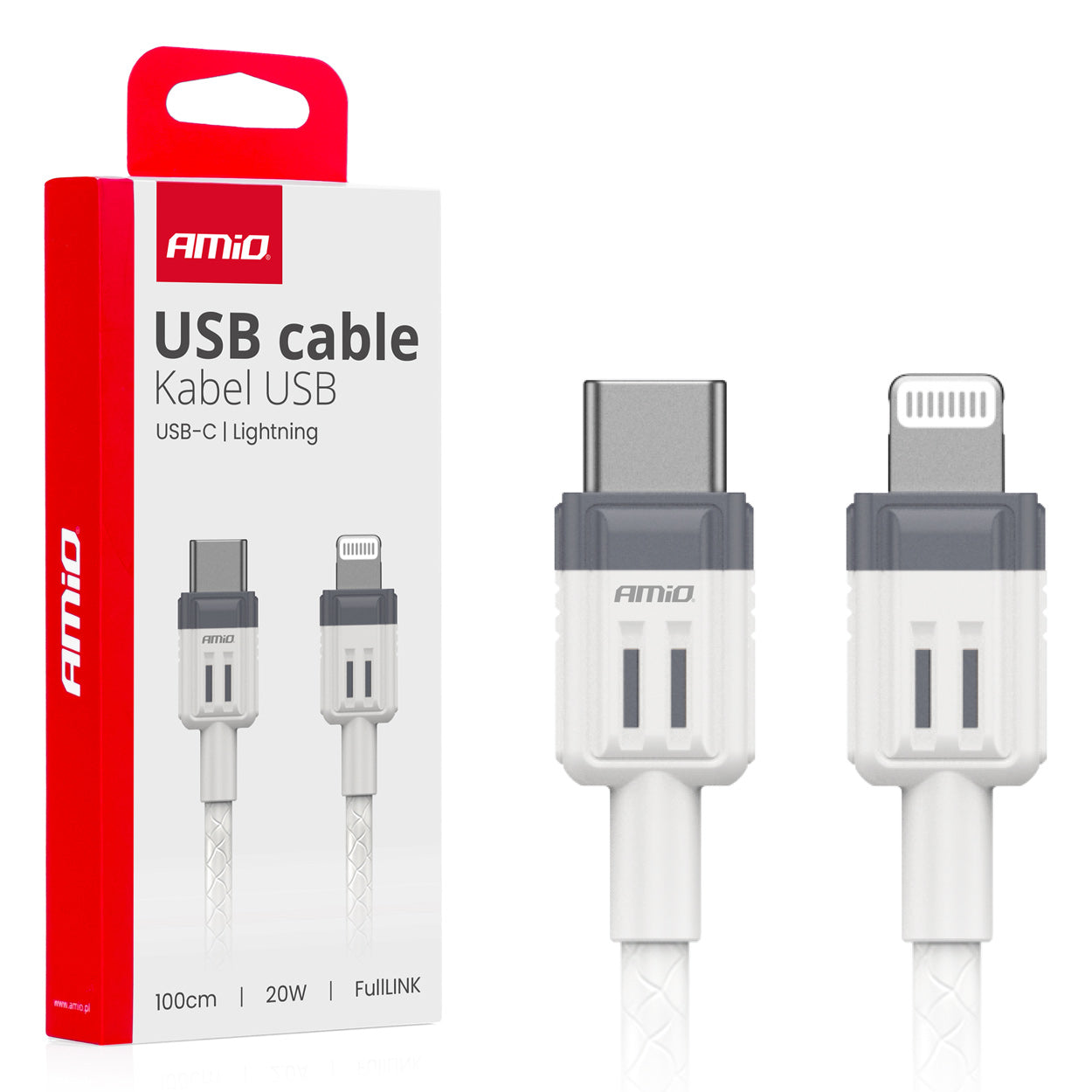 Cafule 'USB-C to Lightning Kaapeli 20W 100cm FullLINK AMIO-03910