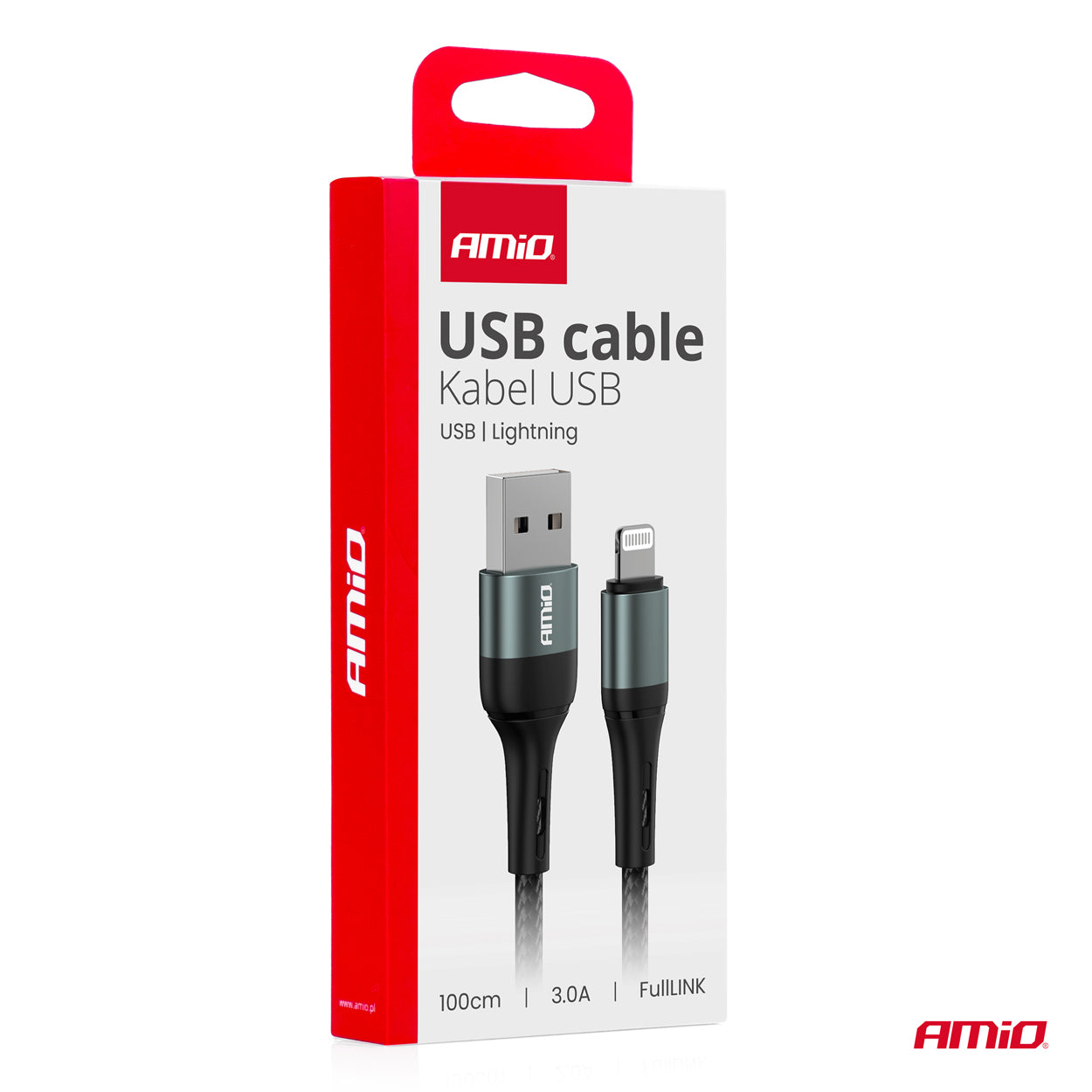 Cafule USB Lightning -kaapeli 3A 100cm FullLINK AMIO-03913