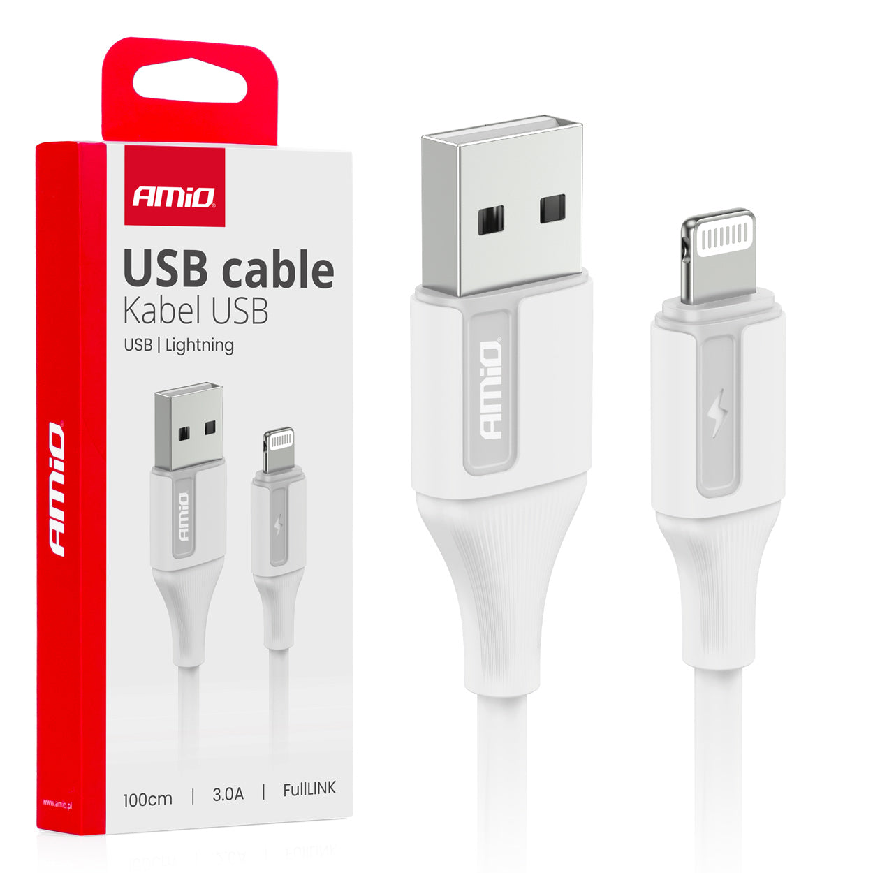 Cafule USB Lightning -kaapeli 3A 100cm FullLINK AMIO-03919