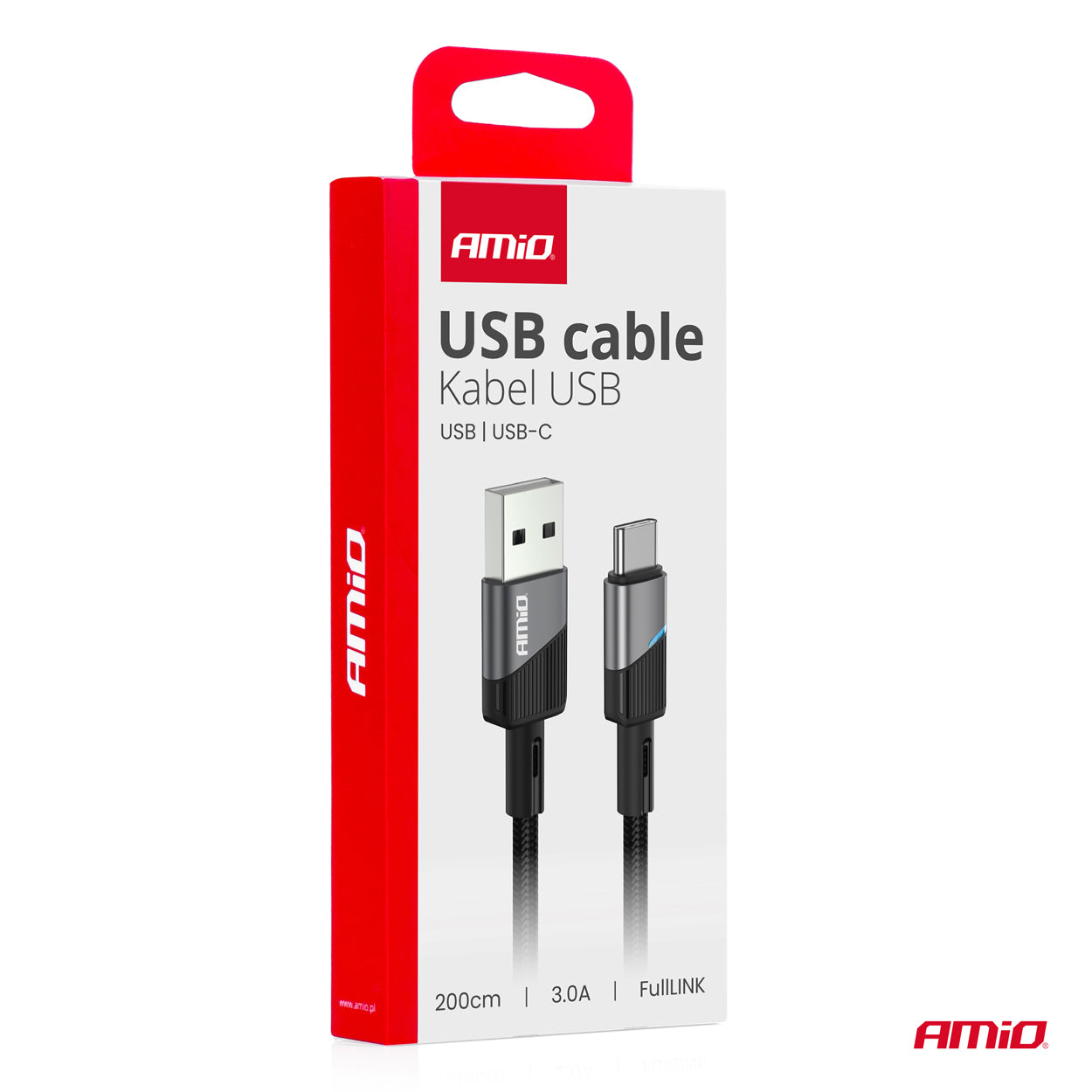 Cafule USB–USB-C -kaapeli 3A 200cm FullLINK AMIO-03924