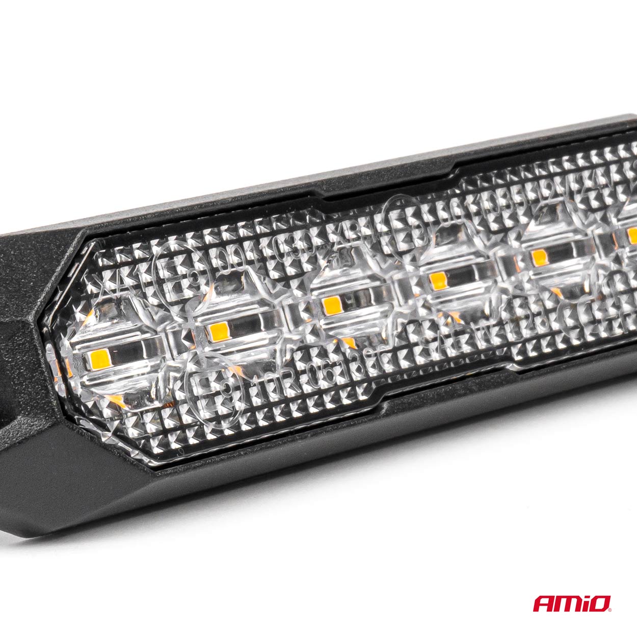 Matalaprofiilinen vilkkuvalo 6x3W LED R65 R10 12/24V IP6K9K AMIO-03930