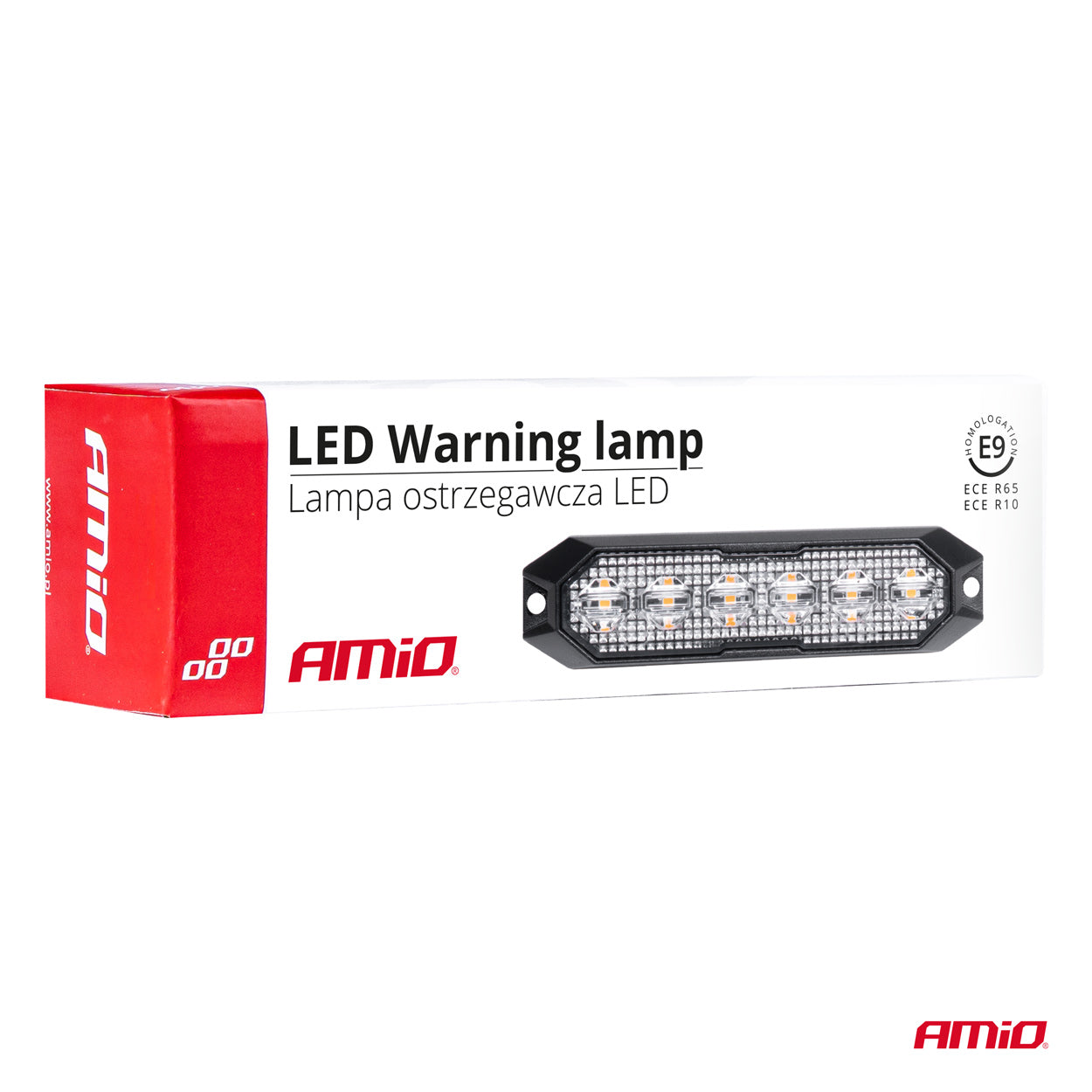 Matalaprofiilinen vilkkuvalo 6x3W LED R65 R10 12/24V IP6K9K AMIO-03930