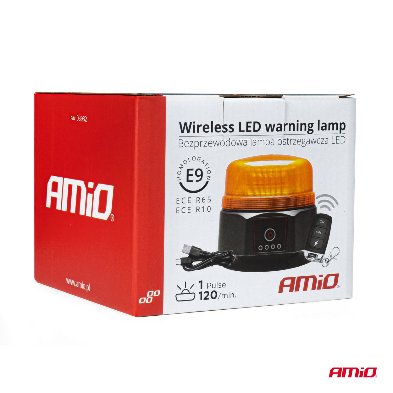 Langaton LED-varoitusvalo kaukosäätimellä R65 R10 12/24V AMIO-03932