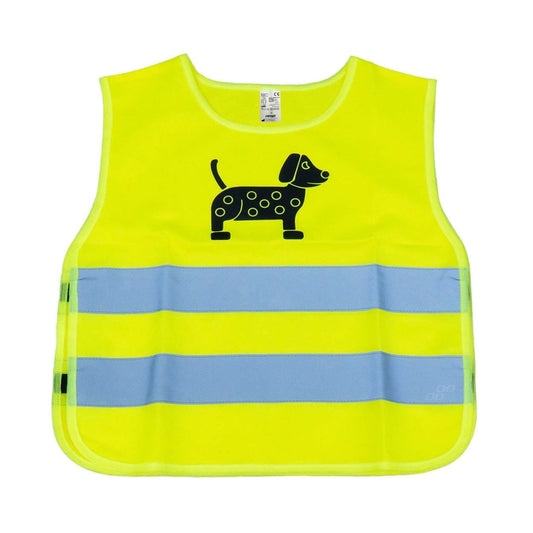 Lasten varoitusliivi keltainen hyväksyntämerkinnällä DOG