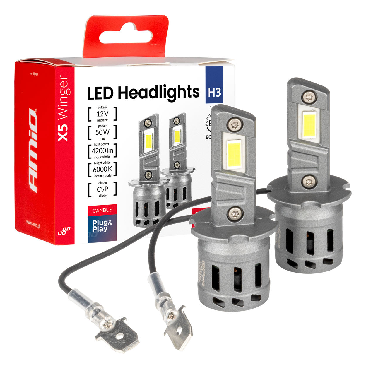 LED-ajovalot X5-sarja WINGER H3 6000K max 30W AMIO-03944