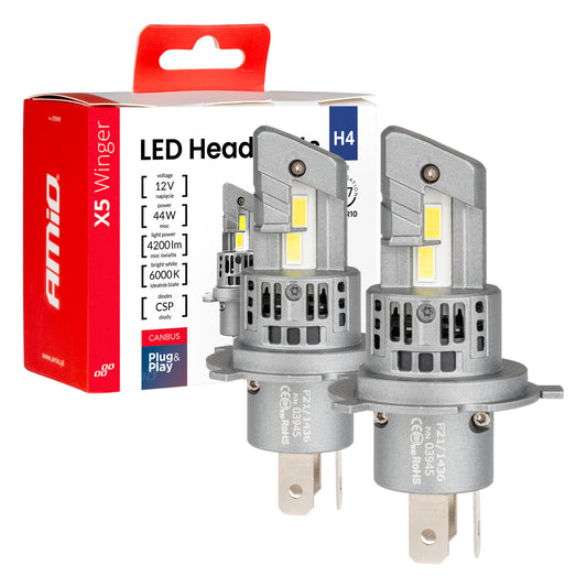 LED-ajovalot X5-sarja WINGER H4 6000K max 44W AMIO-03945