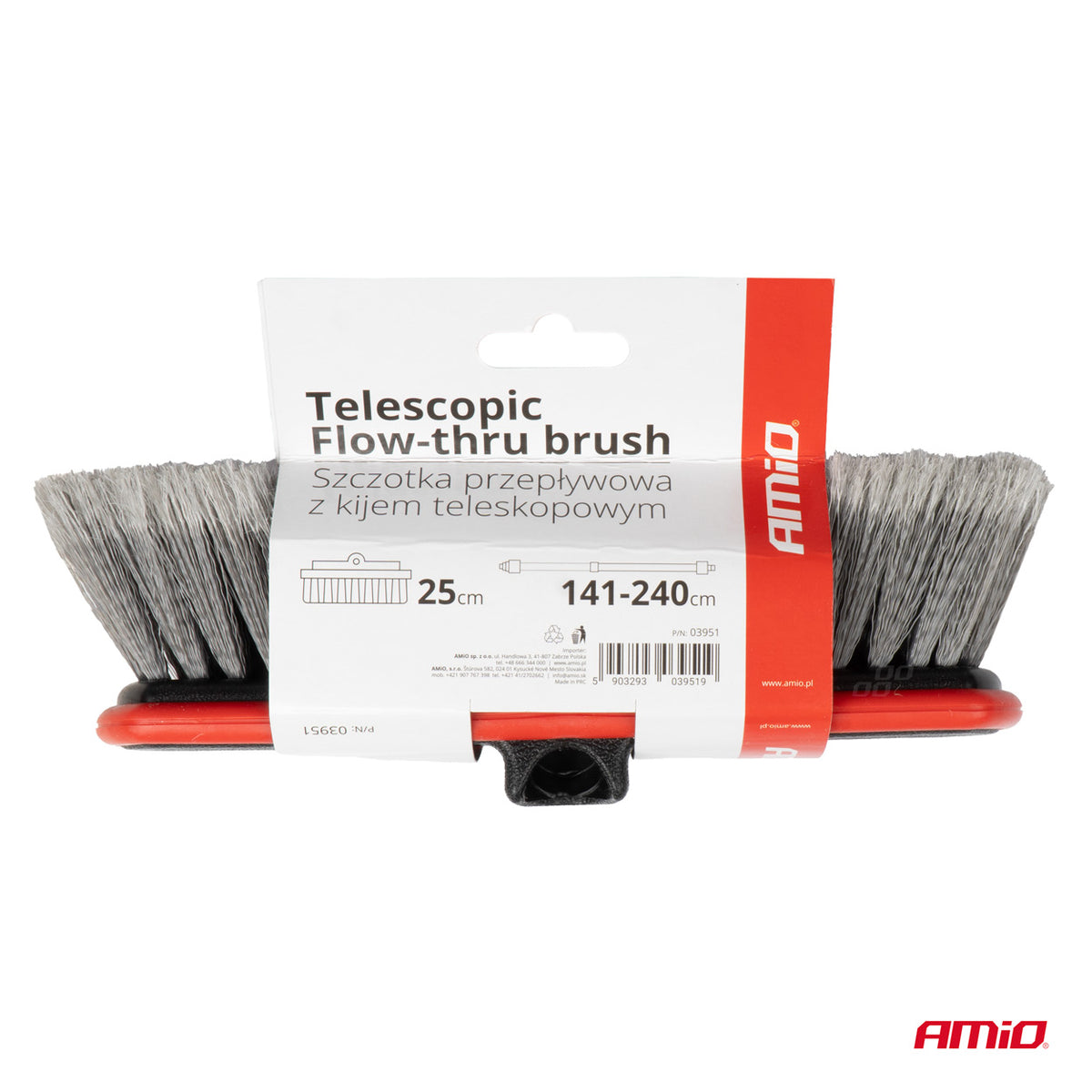 Teleskooppinen Flow-thru-harja 141-240cm AMIO-03951