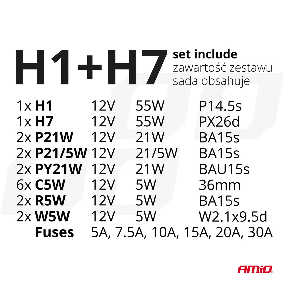 Halogeenipolttimosarja 30 kpl (H1+H7)