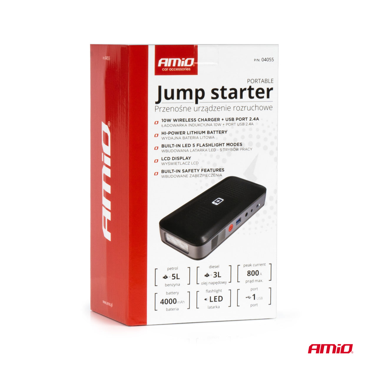 Starthilfe Power Pack 12V 12Ah 800A AMIO-04055