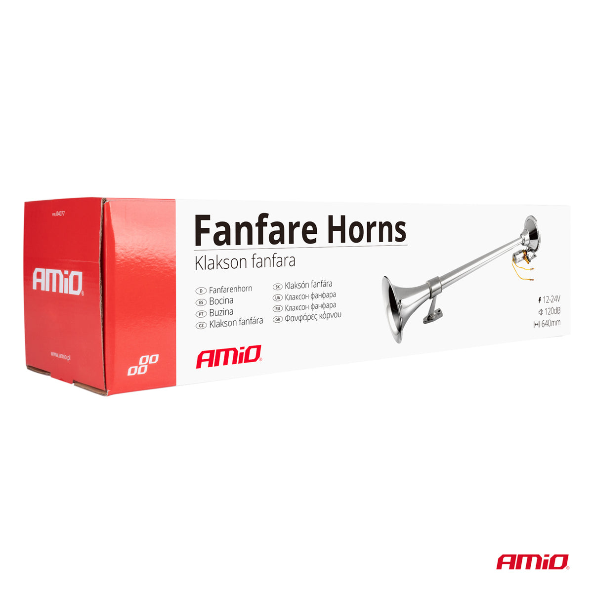 Fanfaariäänimerkki kromattu 640 mm 12 V 24 V