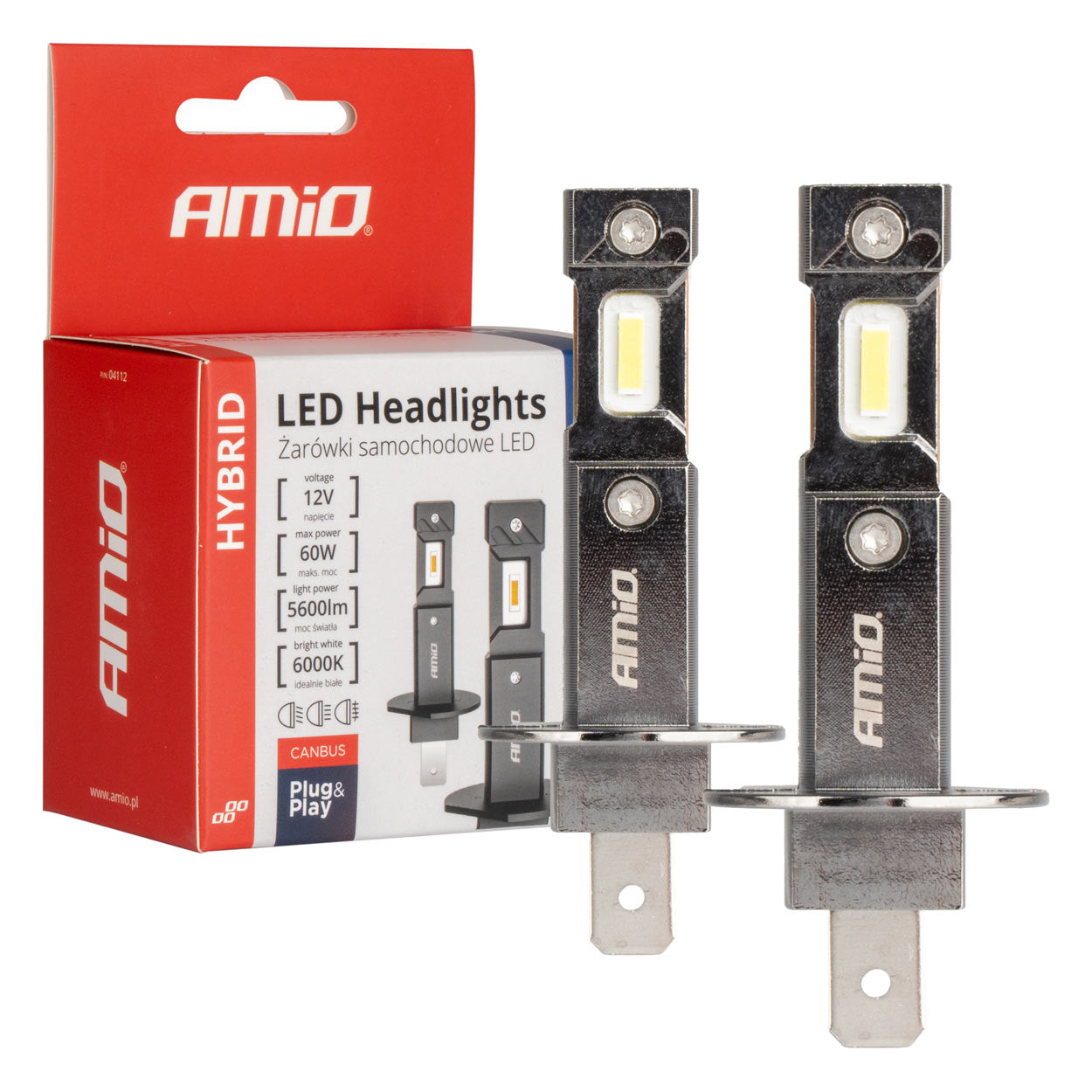 LED-ajovalot Hybrid -sarja H1 6000 Canbus 60W AMIO-04112