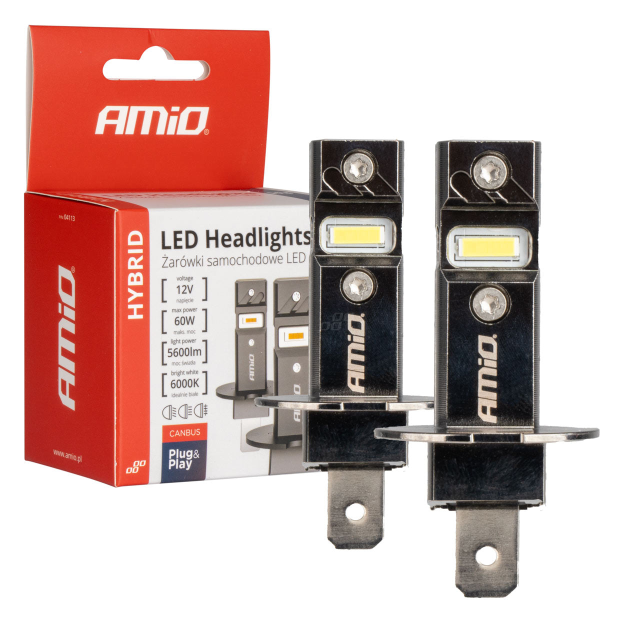 LED-ajovalot Hybrid -sarja H3 6000 Canbus 60W AMIO-04113