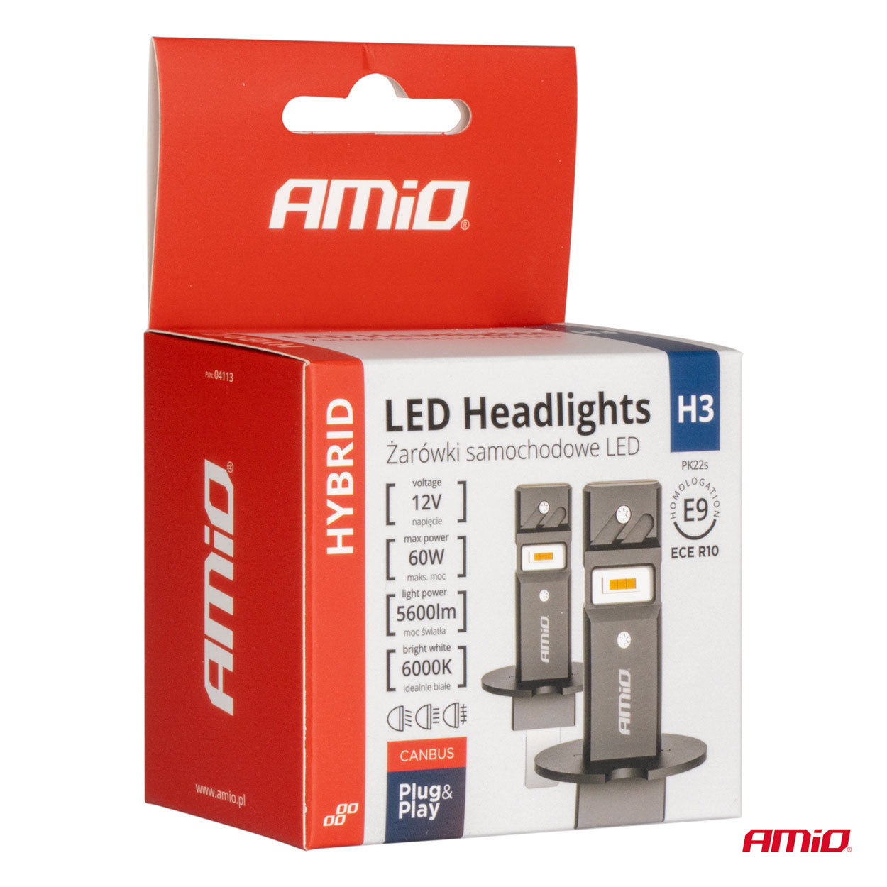 LED-ajovalot Hybrid -sarja H3 6000 Canbus 60W AMIO-04113