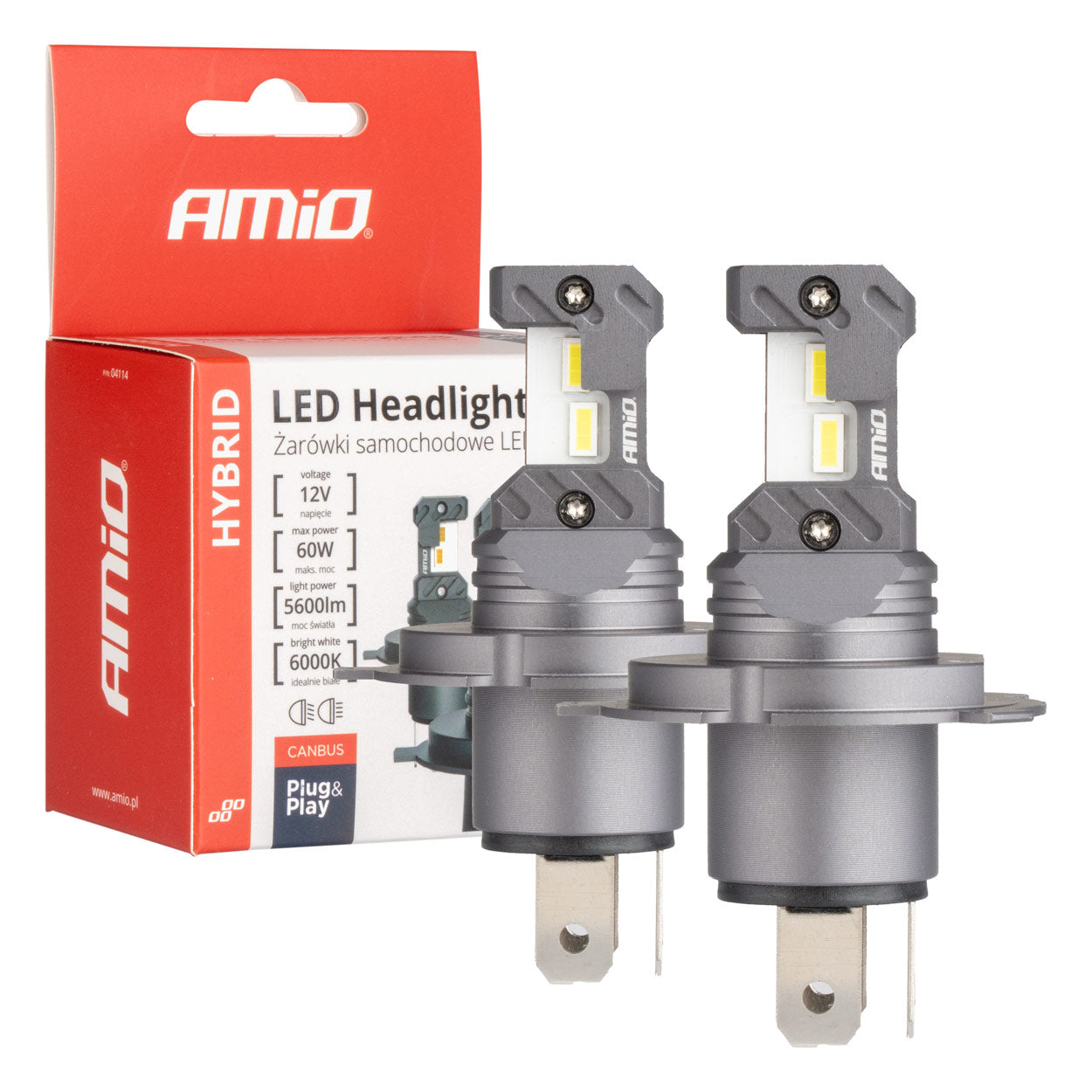 LED-ajovalot Hybrid -sarja H4 H19 6000K Canbus 60W AMIO-04114