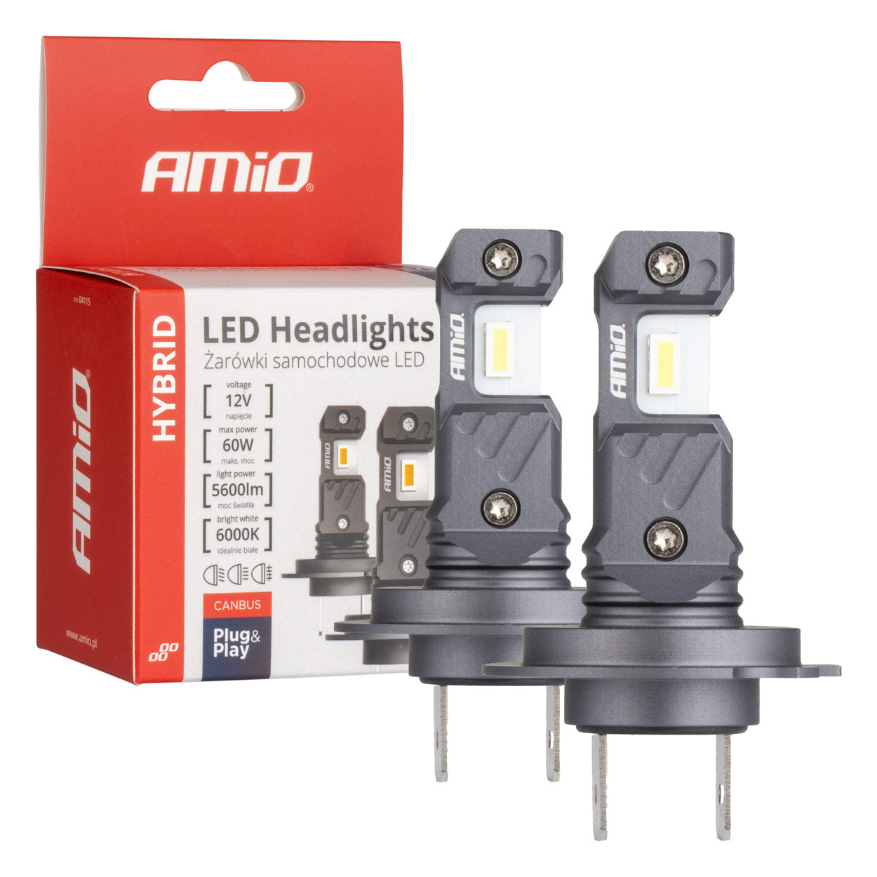 LED-ajovalot Hybrid -sarja H7 H18 6000K Canbus 60W AMIO-04115