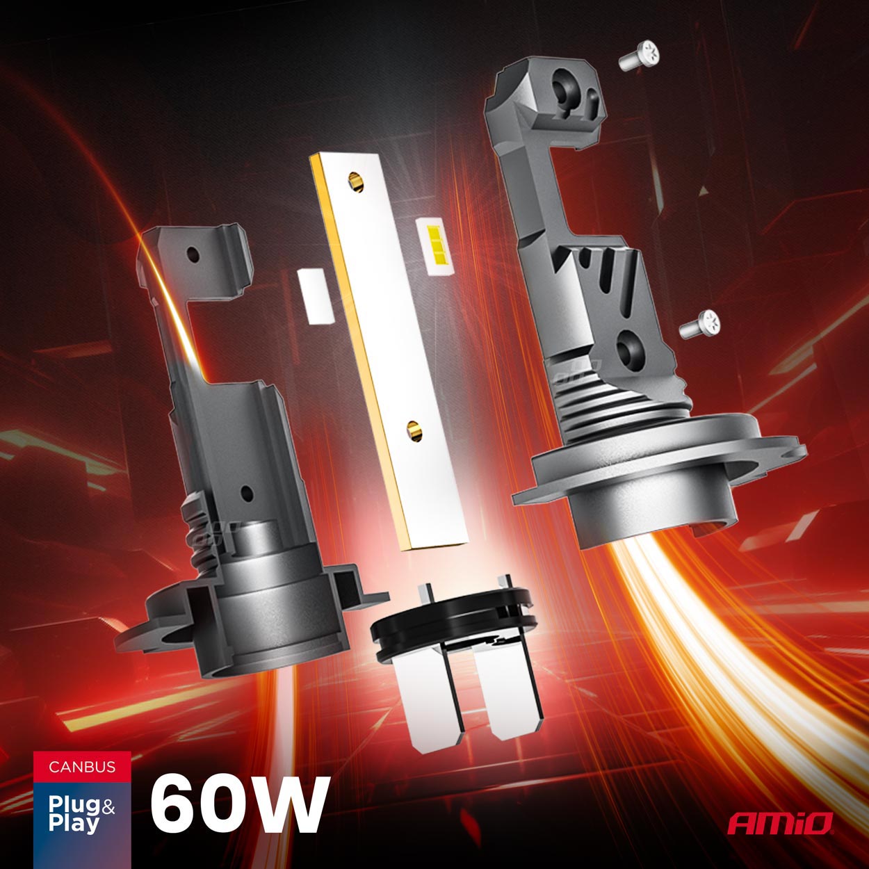 LED-ajovalot Hybrid -sarja H7 H18 6000K Canbus 60W AMIO-04115