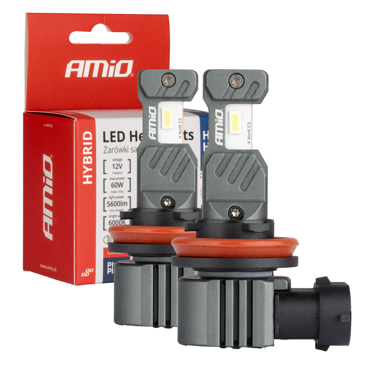 LED-ajovalot Hybrid -sarja H8 H9 H11 H16 6000K Canbus 60W AMIO-04116