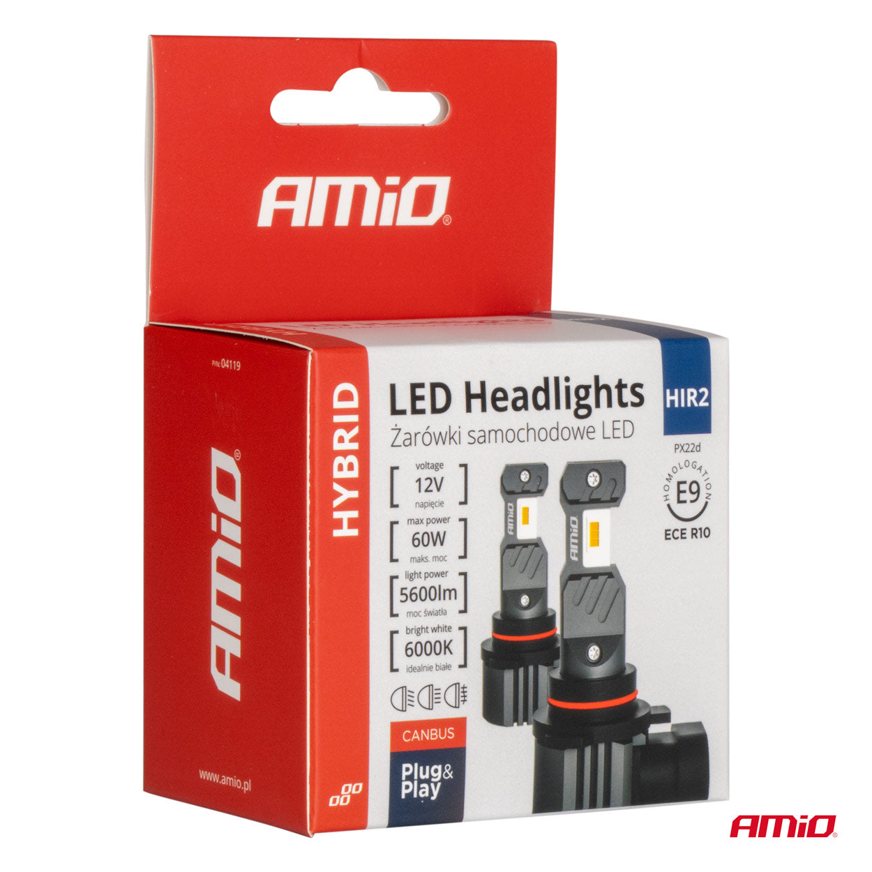 LED-ajovalot Hybrid -sarja HIR2 6000 Canbus 60W AMIO-04119