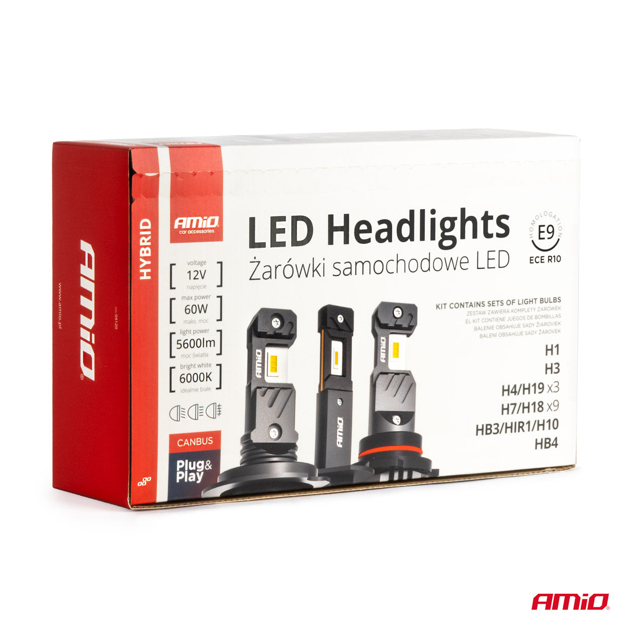 LED-ajovalot Hybrid -sarja H1 H3 H4 H7 HB3 HB4 6000 Canbus 16 sarjat AMIO-04120
