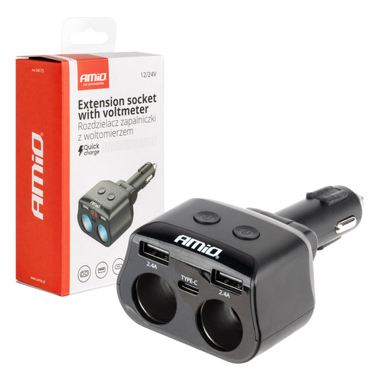 Tupla-virtajako 2x USB + 1x USB-C 12/24V max. 200W