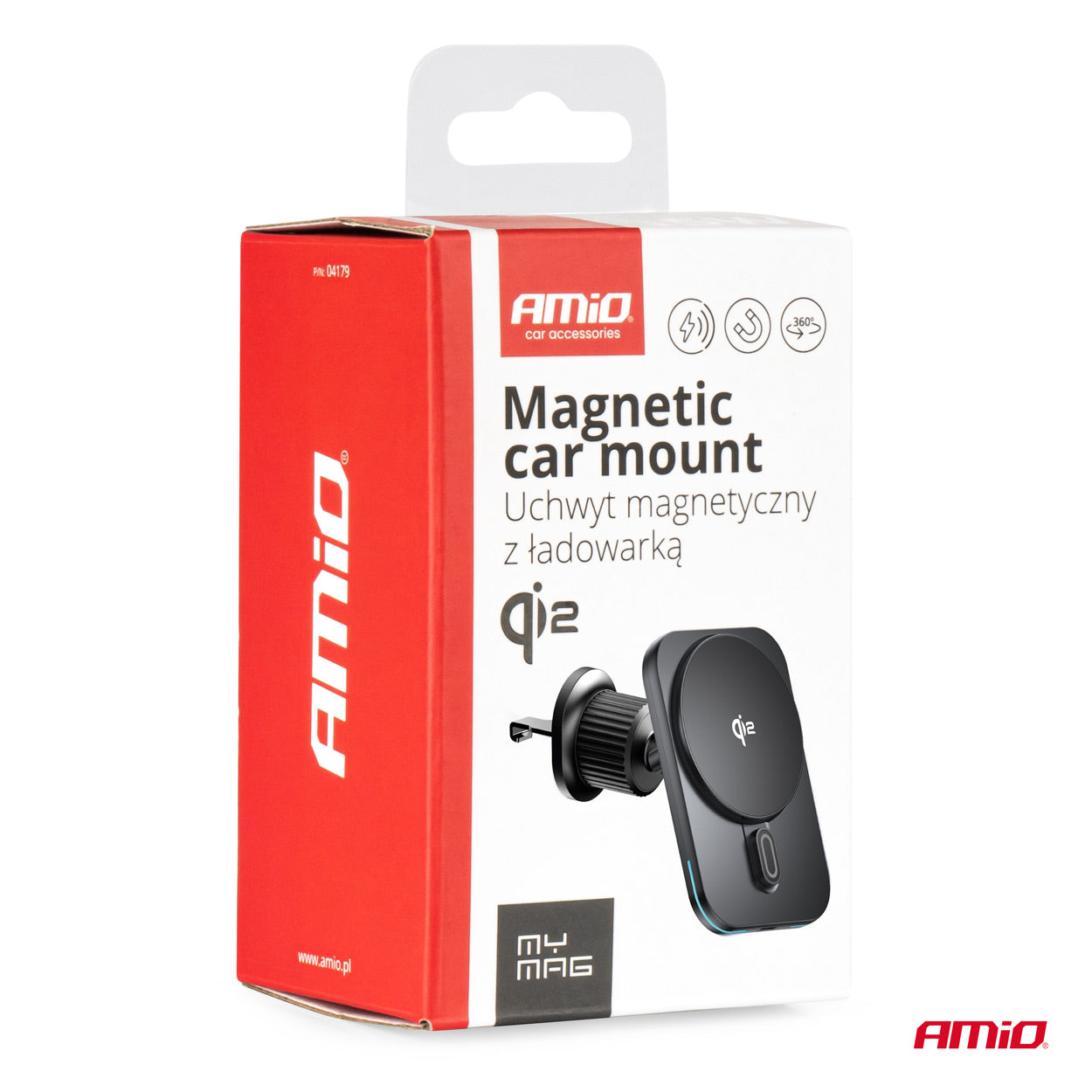 Nopea magneettinen langaton auton laturi Qi2 kojelautaan, 15 W AMIO-04179