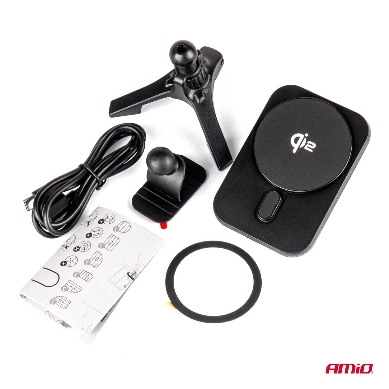 Nopea magneettinen langaton auton laturi Qi2 kojelautaan, 15 W AMIO-04180