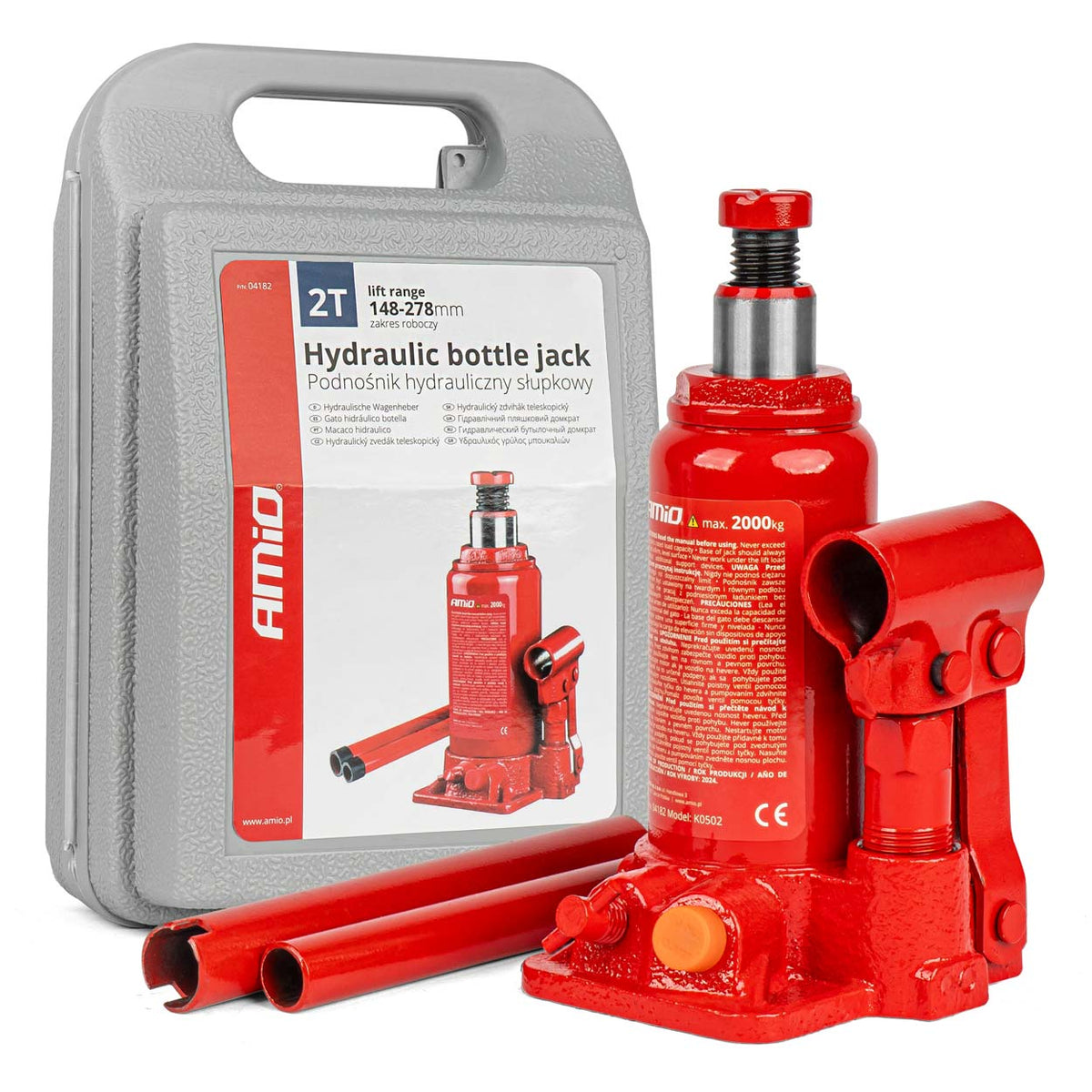 Hydraulinen pullonosturi 2T PVC-laatikossa