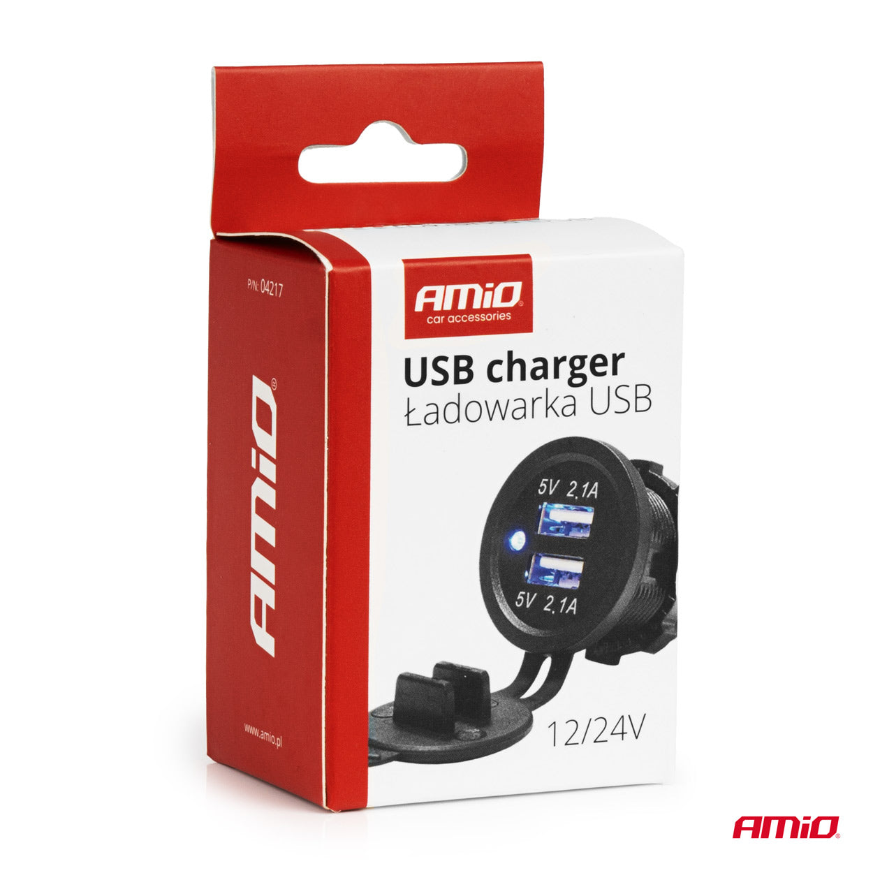 Vesitiivis puhelinlaturi SINISEN LED-näytöllä 4,2 A 2xUSB 12/24 V AMIO-04217