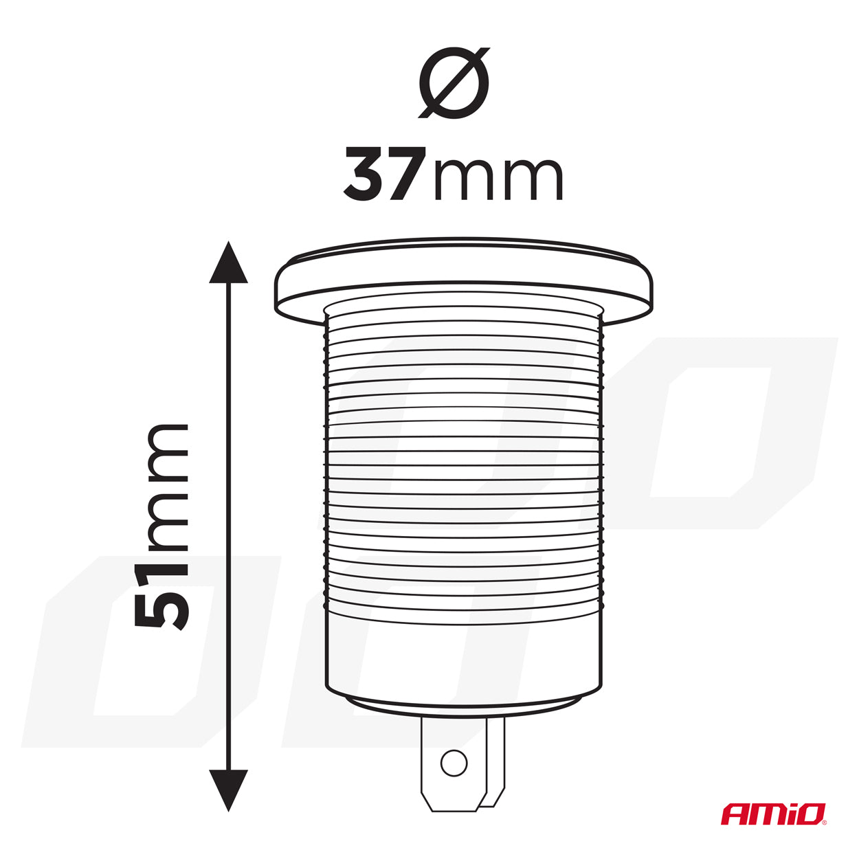 Vesitiivis tupakansytyttimen pistorasia autoon punaisella LED-taustavalaistuksella, 12/24 V AMIO-04219