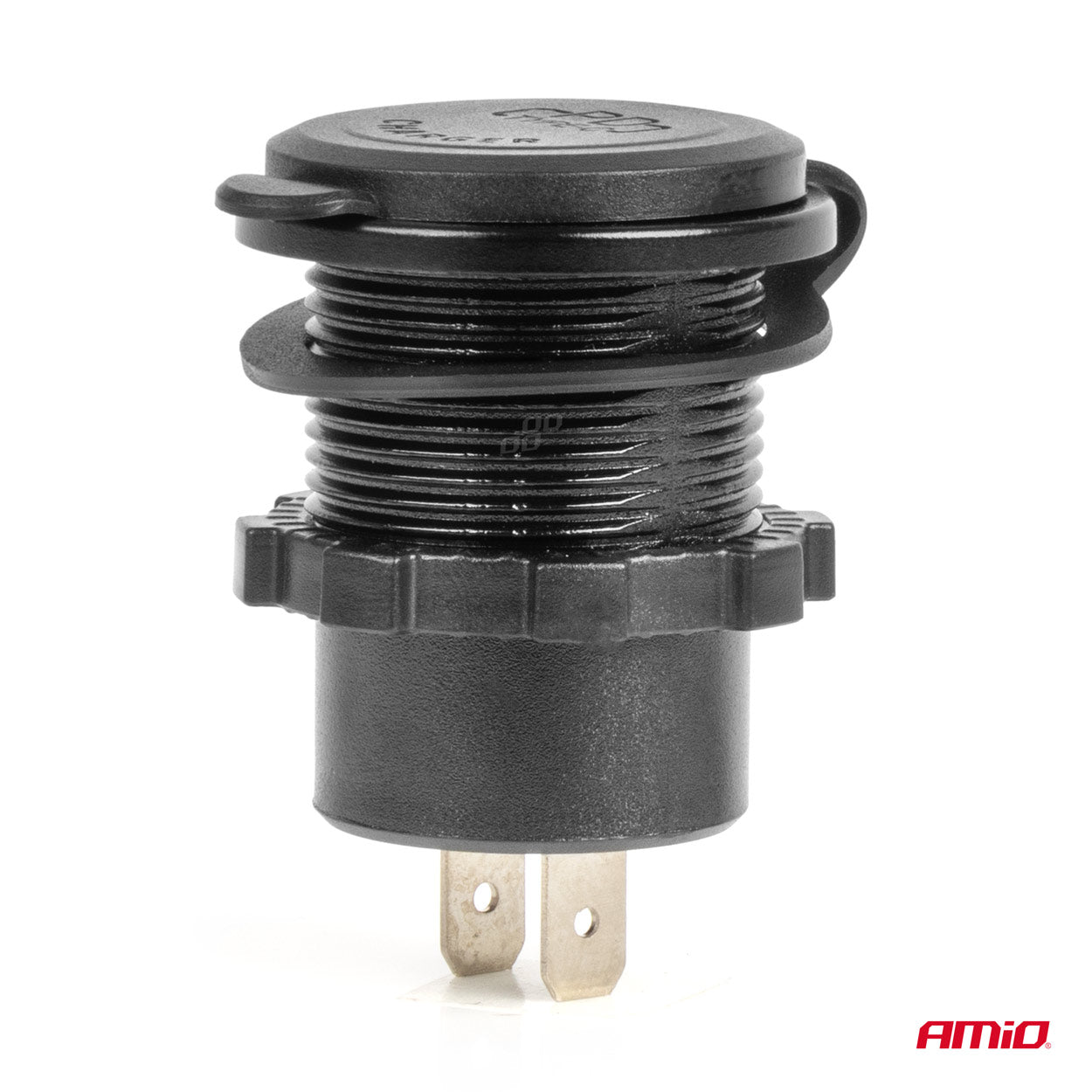 Vedenpitävä puhelinlaturi punaisella LED-taustavalaistuksella 2xUSB QC3.0 12/24V AMIO-04221