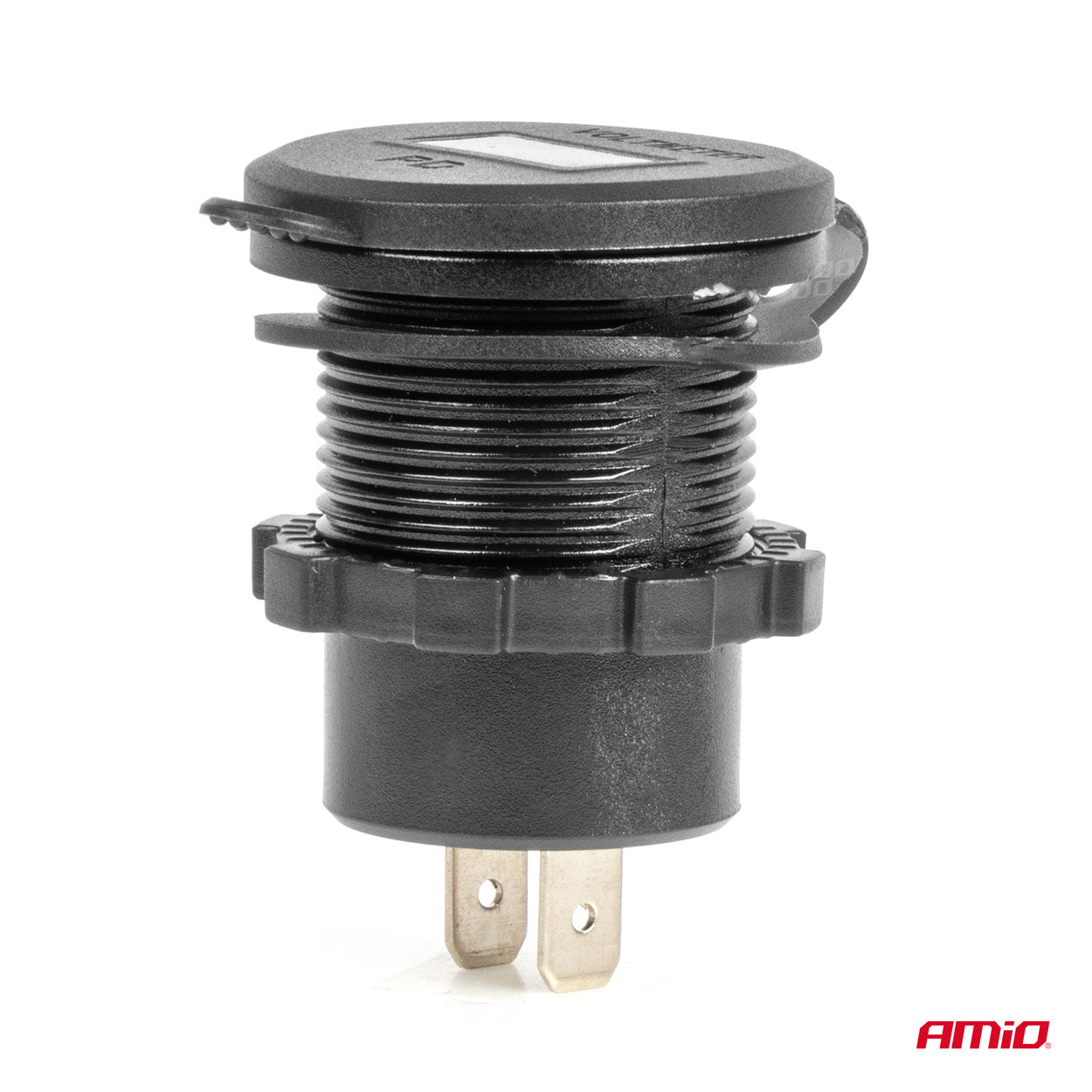 Vesitiivis puhelinlatauslaite kytkimellä, punainen LED-näyttö, digitaalinen voltmittari, USB + USB C QC3.0, 12/24 V AMIO-04225