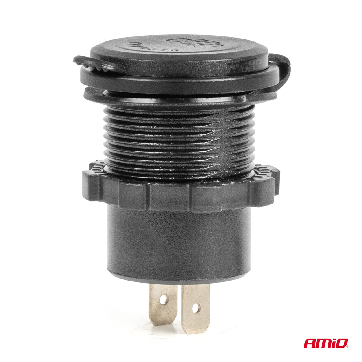 Vesitiivis puhelinlatauslaite kytkimellä, punainen LED-taustavalo, USB + 2 x USB C QC3.0, 12/24 V AMIO-04227