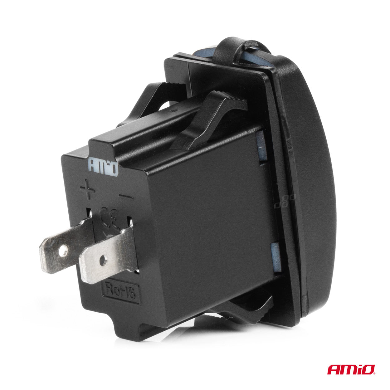 Vesitiivis veneen muotoinen matkapuhelinlaturi LED-taustavalaistuksella PUNAINEN 2xUSB 12/24V AMIO-04229