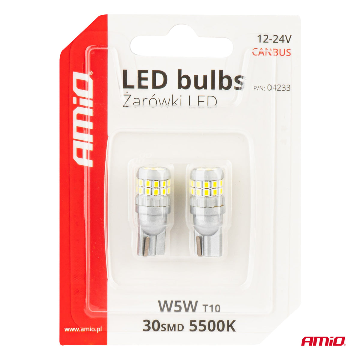 CANBUS LED-polttimot T10 W5W 30SMD 2016 valkoinen 12V/24V