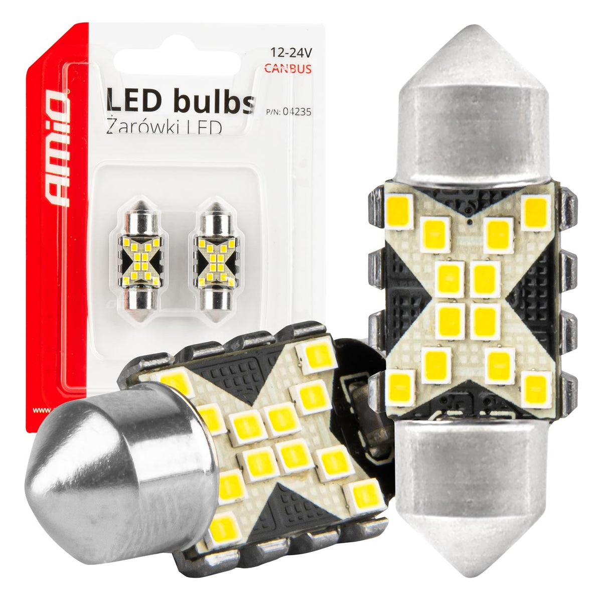 CANBUS LED-polttimo 12SMD Festoon C5W 31mm valkoinen 12/24V
