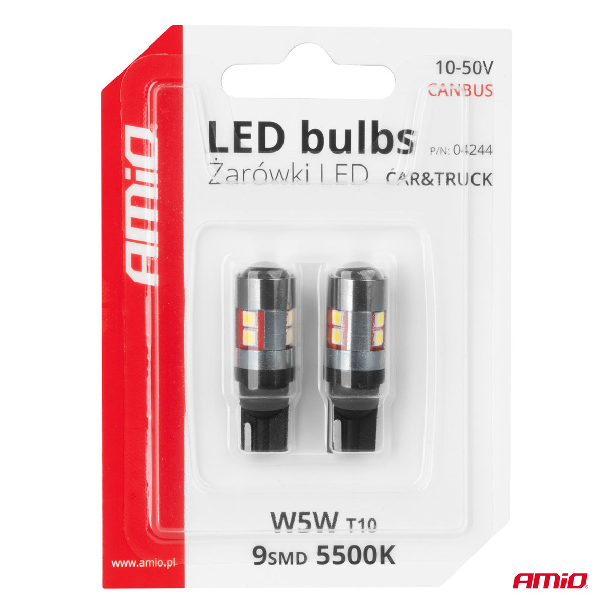 LED-polttimo CANBUS T10 W5W 9 SMD 3030 valkoinen 12-48V