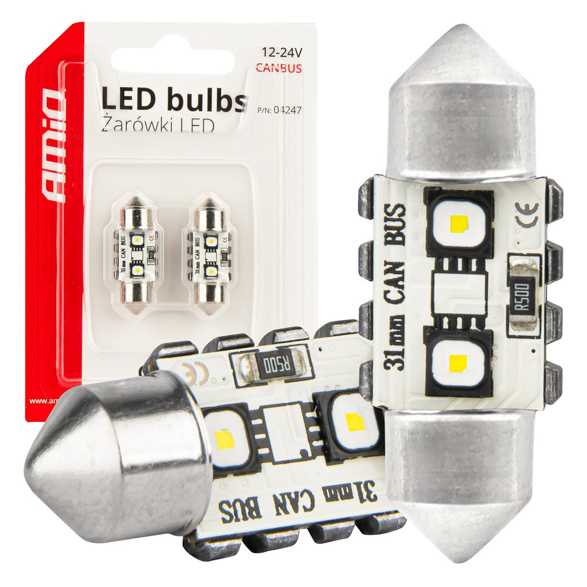 CANBUS LED-polttimot 12SMD Festoon C5W 3838 31mm valkoinen 12/24V