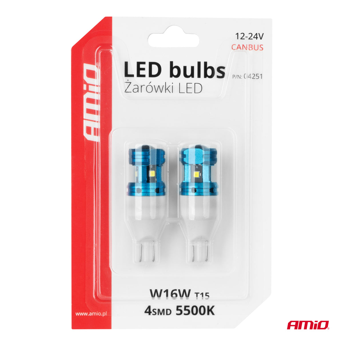 LED-polttimo CANBUS T15 W16W 4SMD 1860XS valkoinen 12V/24V
