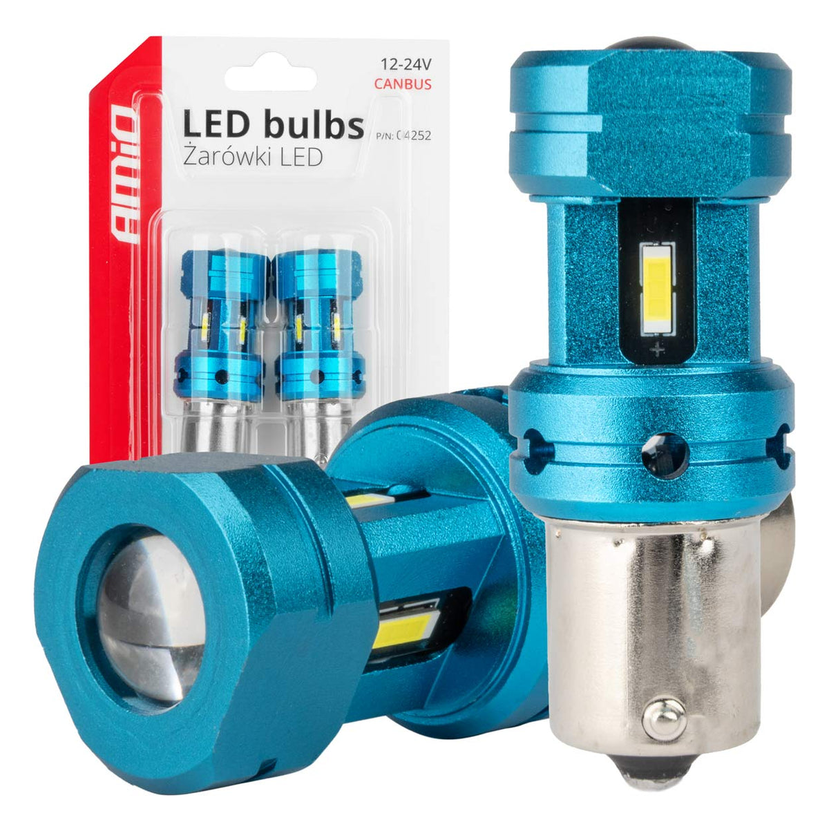 LED-polttimo CANBUS 1156 BA15S P21W R10W R5W 4SMD 1860 valkoinen 12V 24V