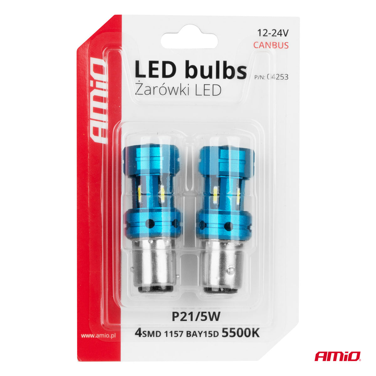 LED-polttimo CANBUS 1157 BAY15D P21/5W 4SMD 1860 valkoinen 12V 24V