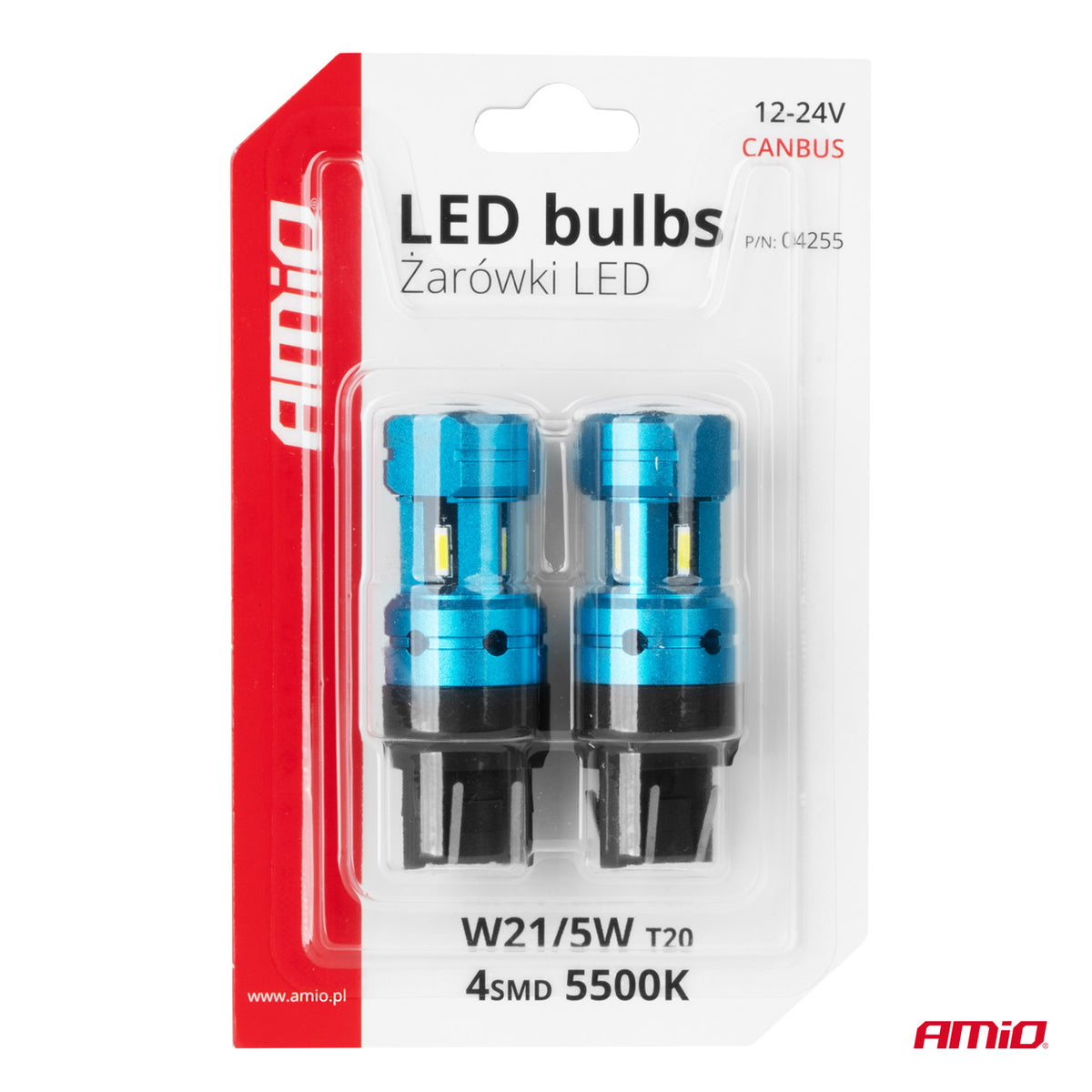 LED-polttimo CANBUS T20 7443 W21/5W 4SMD 1860 valkoinen 12V/24V