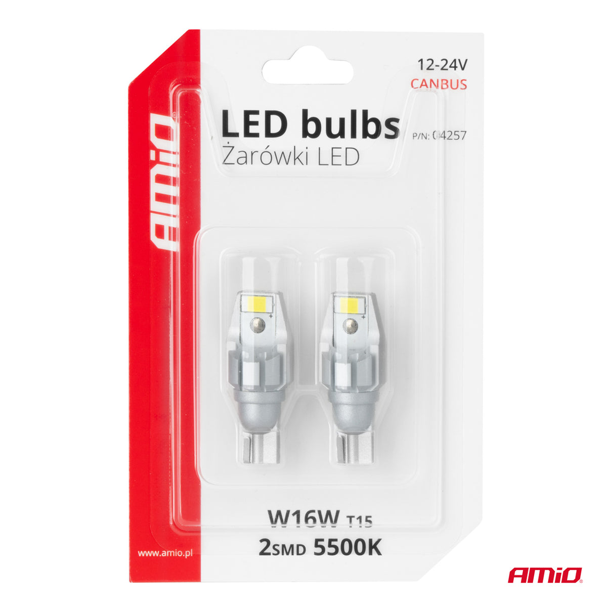 LED CANBUS T15 W16W 2SMD 3570 valkoinen 12V/24V polttimo