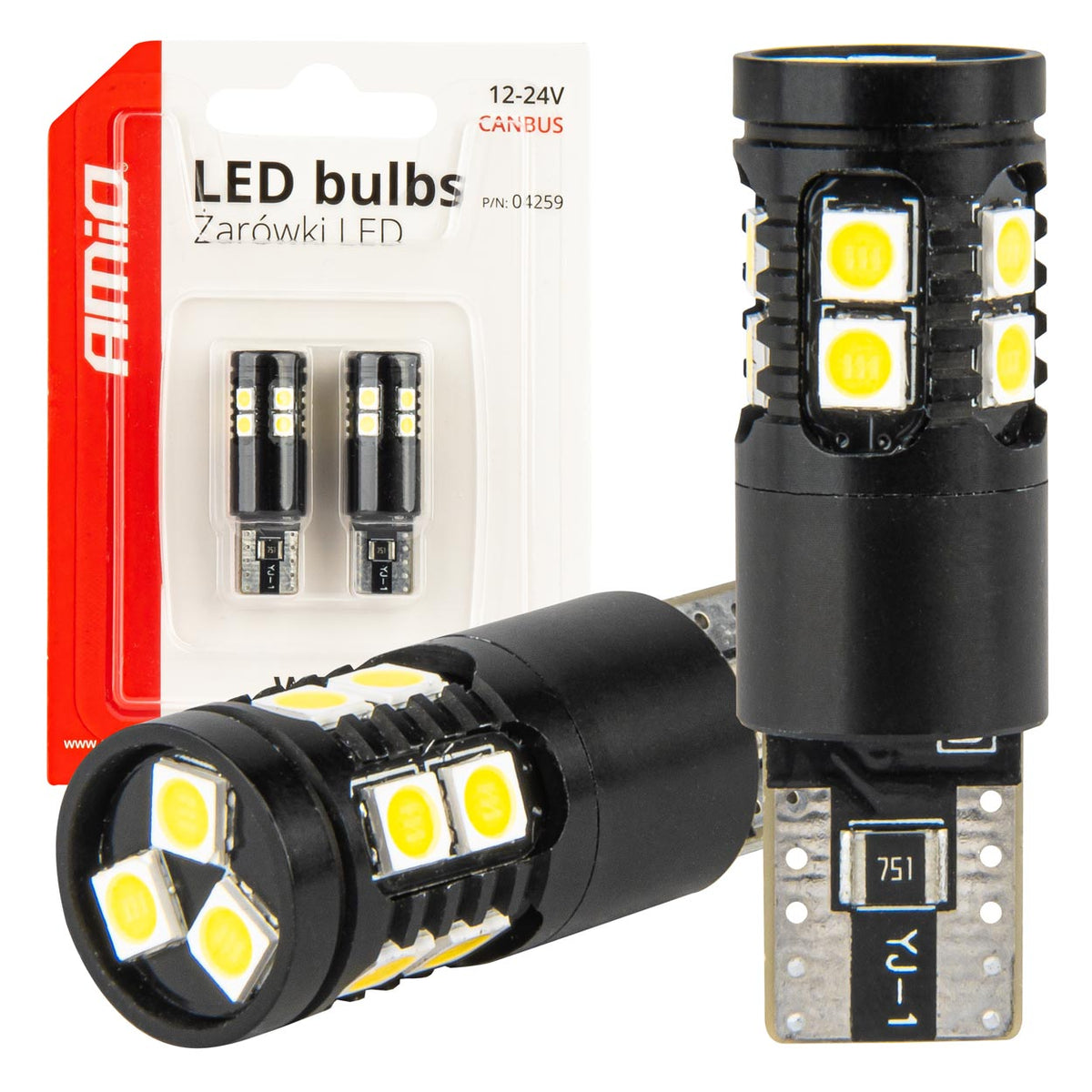 CANBUS LED-polttimot T10 W5W 13SMD 3030 valkoinen 12V/24V
