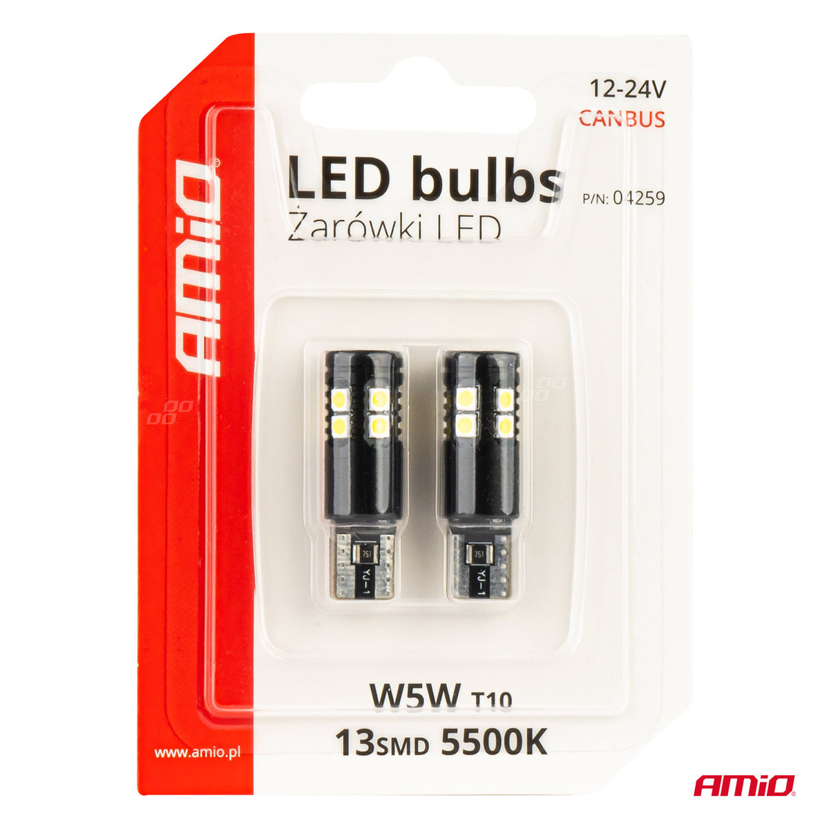 CANBUS LED-polttimot T10 W5W 13SMD 3030 valkoinen 12V/24V